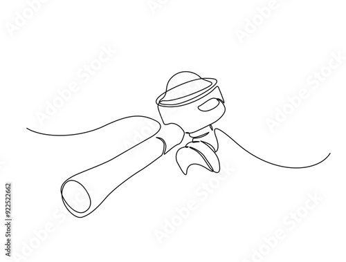 Continuous one line drawing of portafilter- barista equipment. portafilter - coffee maker single line vector illustration. Editable line vector.