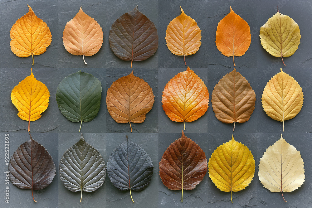 Beautiful collection of autumn leaves in yellow, brown, and green colors, showcasing nature's fall beauty Beautiful collection of autumn leaves in yellow, brown, and green colors, showcasing nature's fall beauty