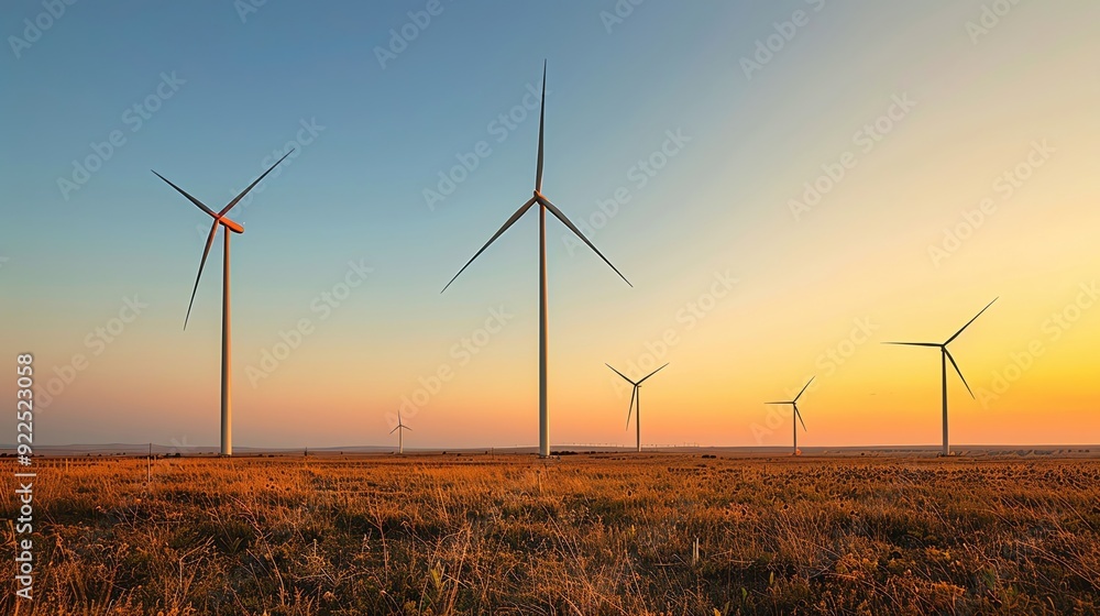 Obraz premium Eco-friendly wind turbines in a clear sky, more clarity with clear light and sharp focus, high detailed