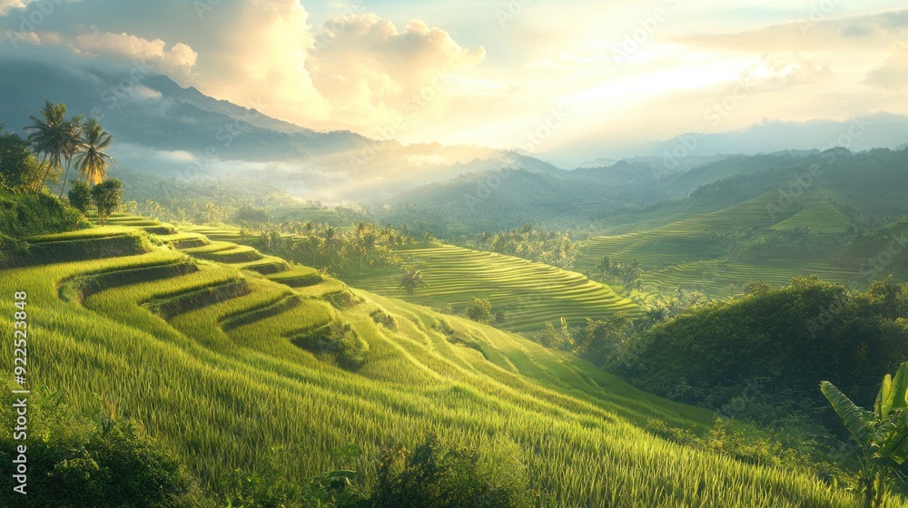 Rice Terraces Landscape in the Golden Hour Rice Terraces Landscape in the Golden Hour