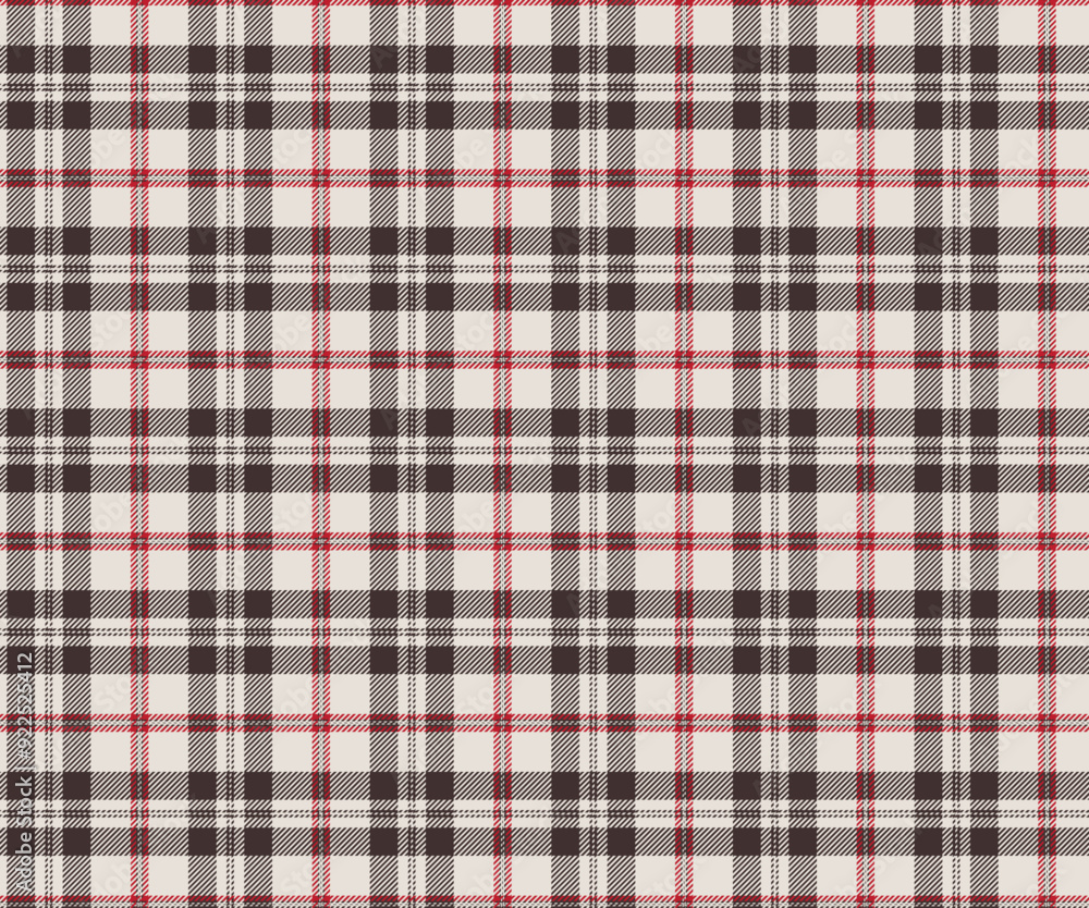 Plaid fabric pattern, white, brown, red, seamless for textiles and design clothing, skirts, pants, aprons, tablecloths, blankets or decorative fabrics. Vector illustration. Plaid fabric pattern, white, brown, red, seamless for textiles and design clothing, skirts, pants, aprons, tablecloths, blankets or decorative fabrics. Vector illustration.