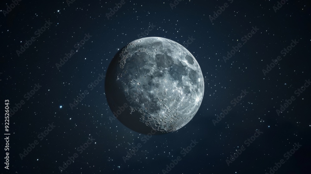 Night sky with a shining moon and countless stars Night sky with a shining moon and countless stars