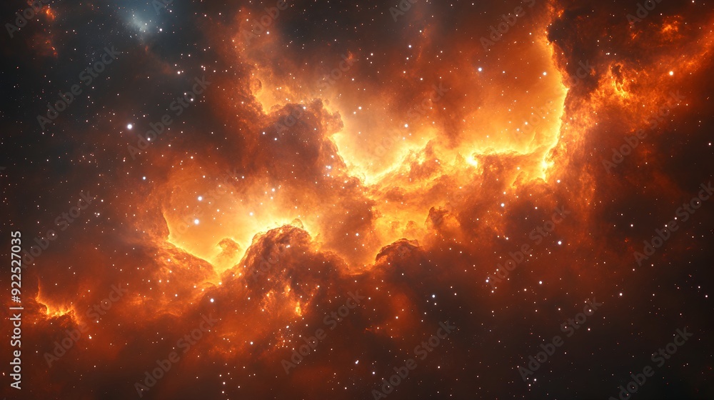 Obraz premium Cosmic Firestorm Dramatic Explosion of Cosmic Energy in the Depths of the Universe