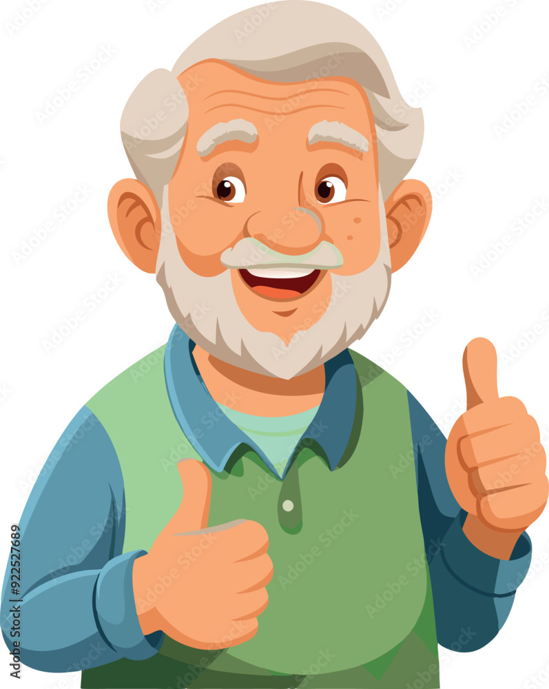 Smiling senior man with grey hair and beard showing thumbs up Smiling senior man with grey hair and beard showing thumbs up