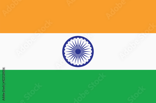 National flag of Republic of India. Indian flag. Vector illustration. 