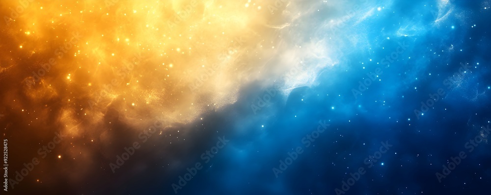 Naklejka premium Captivating Cosmic Glow Vibrant Celestial Masterpiece of Swirling Galactic Energies