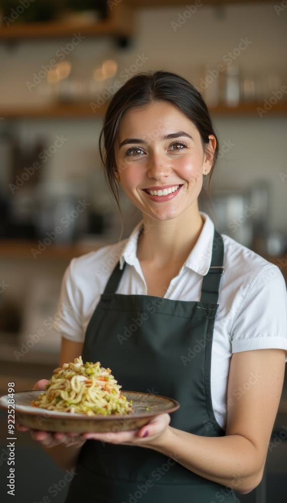 Chef Presenting Delicious Plate of Pasta in Cozy Restaurant Setting Chef Presenting Delicious Plate of Pasta in Cozy Restaurant Setting