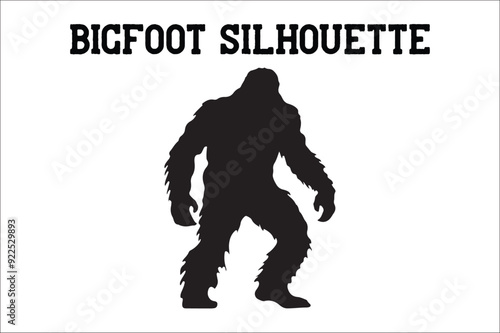 Bigfoot silhouette on white background. Bigfoot silhouettes and bigfoot concept silhouette vector illustration. Bigfoot silhouette.