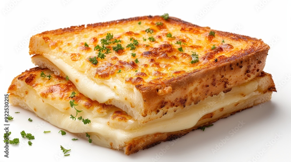 Delectable French Croque Monsieur with Bechamel Sauce on White Background for Gourmet Magazine Layout Delectable French Croque Monsieur with Bechamel Sauce on White Background for Gourmet Magazine Layout