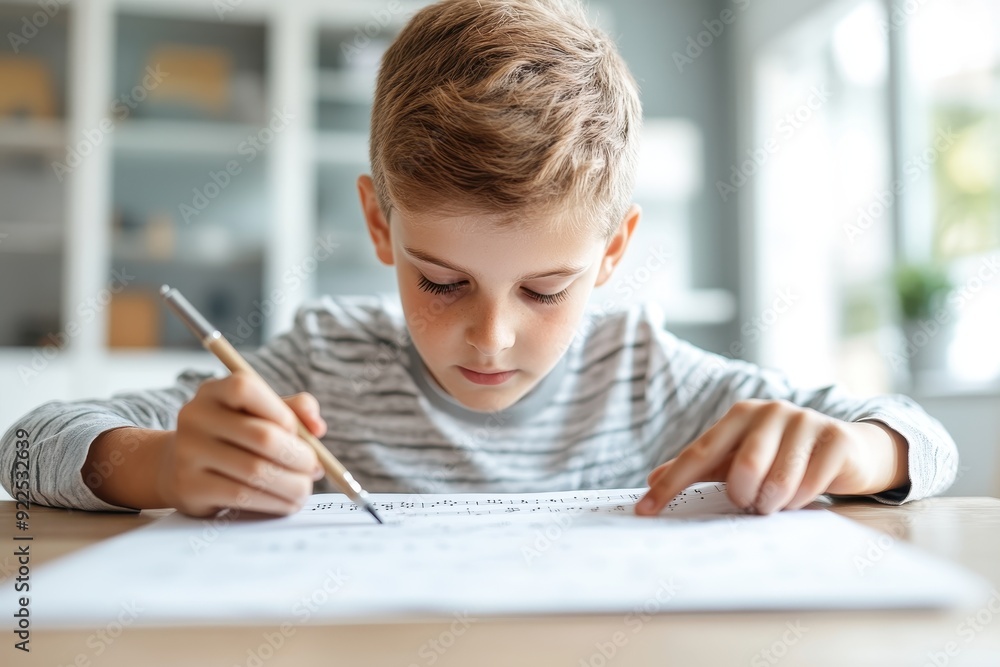 Passionate Student Mastering an Instrument for Music Exam in Whimsical Classroom Setting Passionate Student Mastering an Instrument for Music Exam in Whimsical Classroom Setting