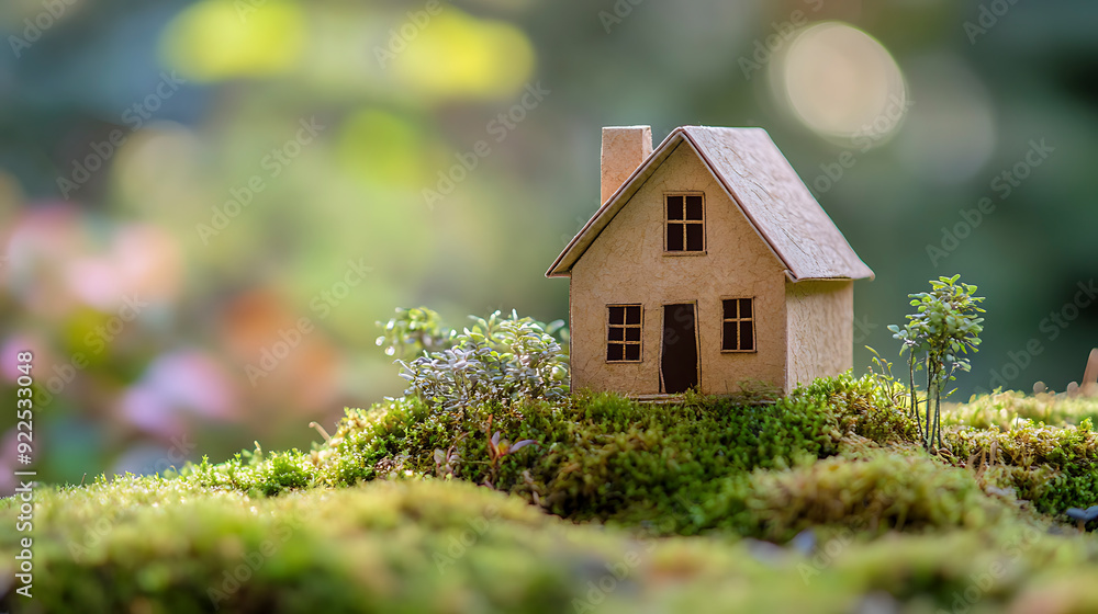 Sustainable Architecture: Paper House on Mossy Garden Floor Sustainable Architecture: Paper House on Mossy Garden Floor