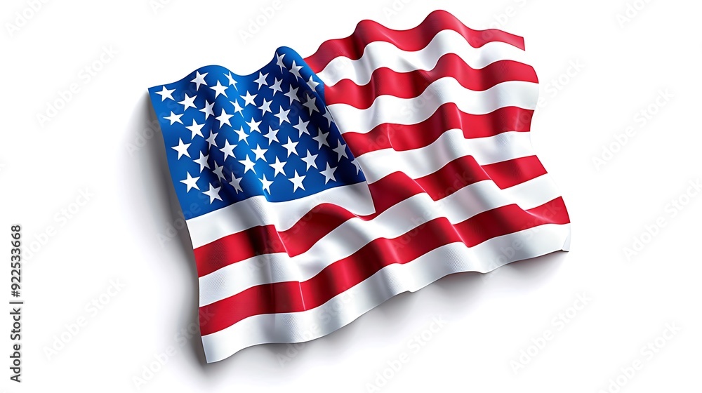 Obraz premium A minimalist representation of the U.S. flag using only three bold stripes and a single star on a white background 