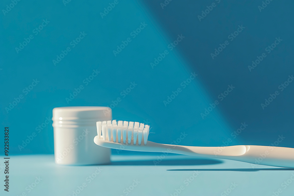 Toothbrush and Toothpaste on a Calm Blue Background Toothbrush and Toothpaste on a Calm Blue Background