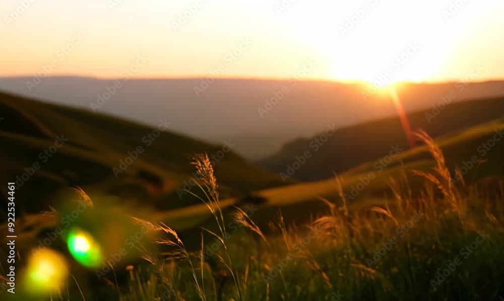 Sweeping Sunset Over Rolling Hills in Slow Motion Sweeping Sunset Over Rolling Hills in Slow Motion