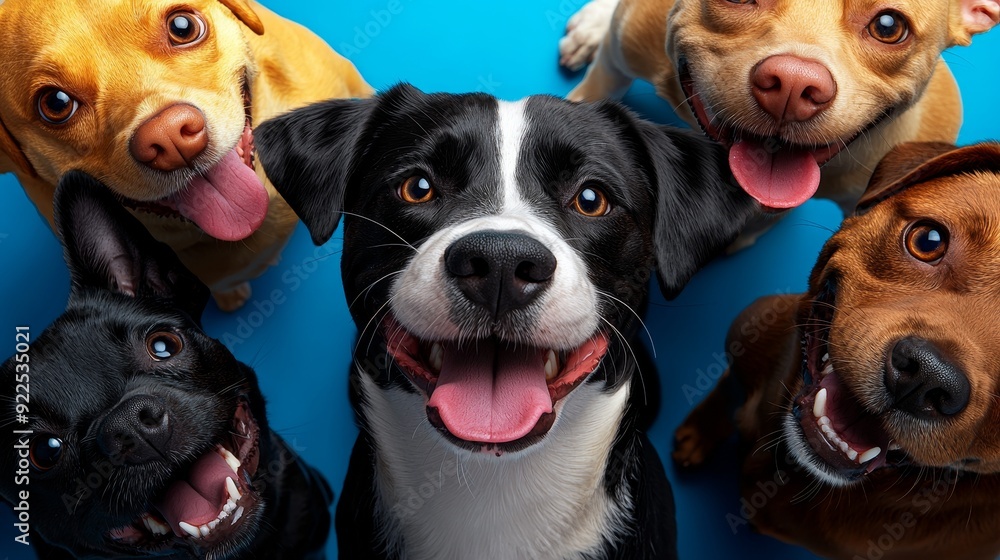 Obraz premium An illustration of a pet adoption event with vibrant colors and happy animals, emphasizing community and care.