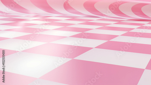 Pink checkered floor and wall