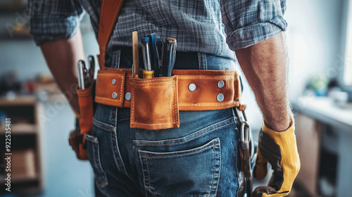 Close-up of a jack of all trades with a tool belt