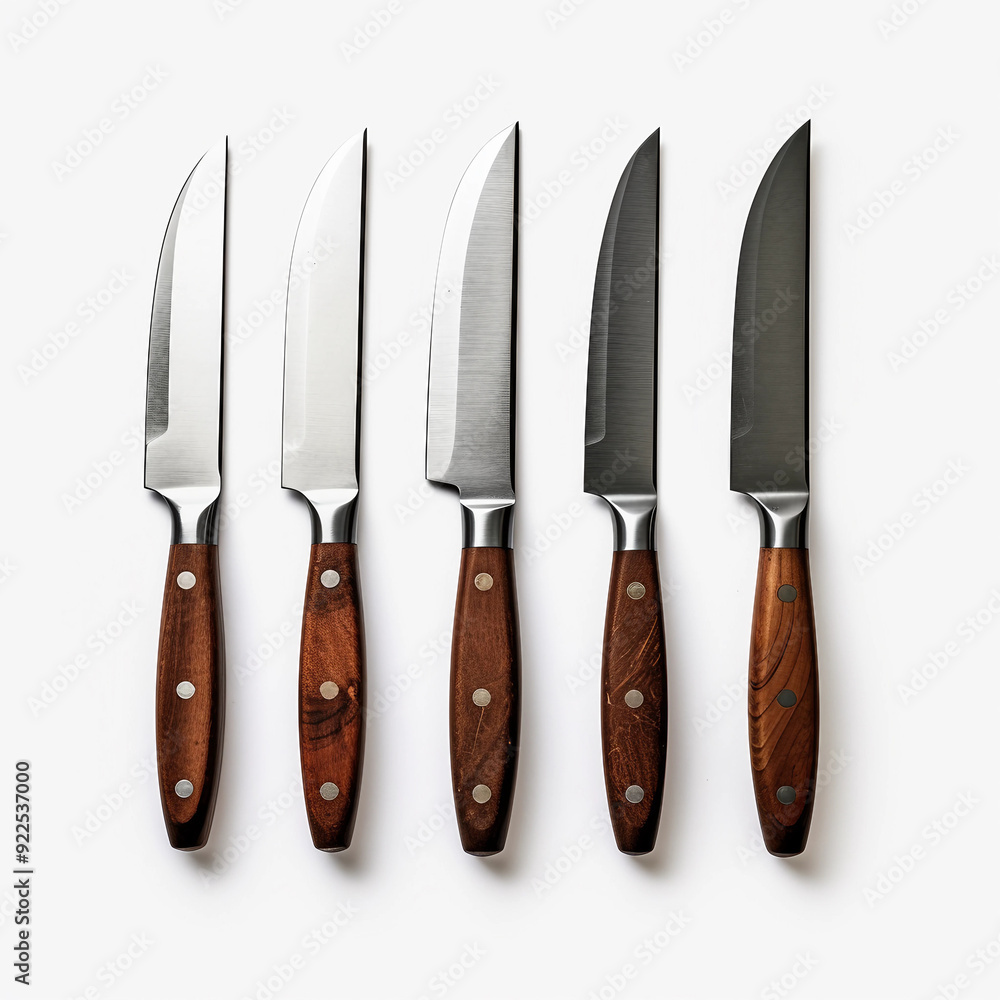 Knife set Isolated on white background flat lay Knife set Isolated on white background flat lay