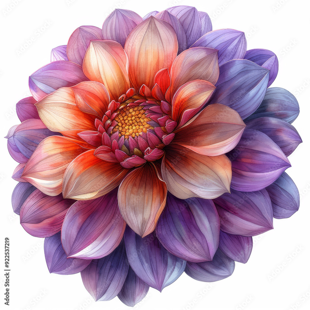 Dahlia flower watercolor on white background Dahlia flower watercolor on white background