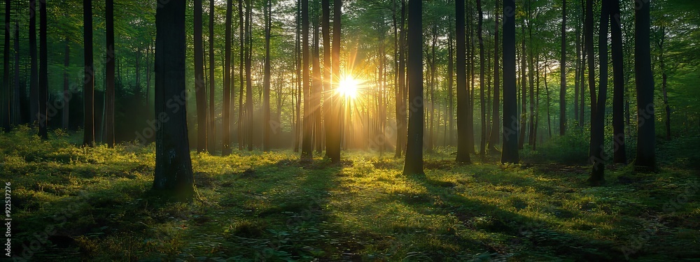 Serene Spring Forest. Nature and Tranquility concept Serene Spring Forest. Nature and Tranquility concept