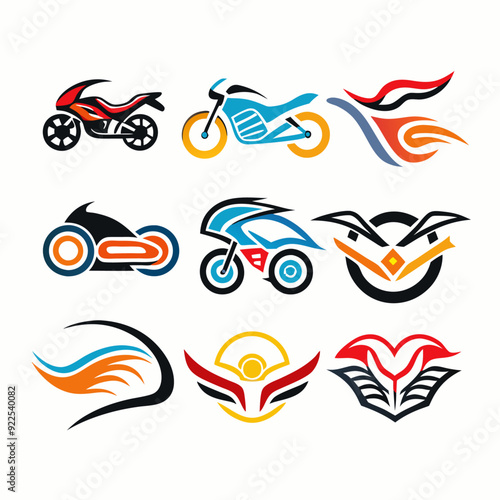 Motorcycle logos collection symbol designs for business (19)