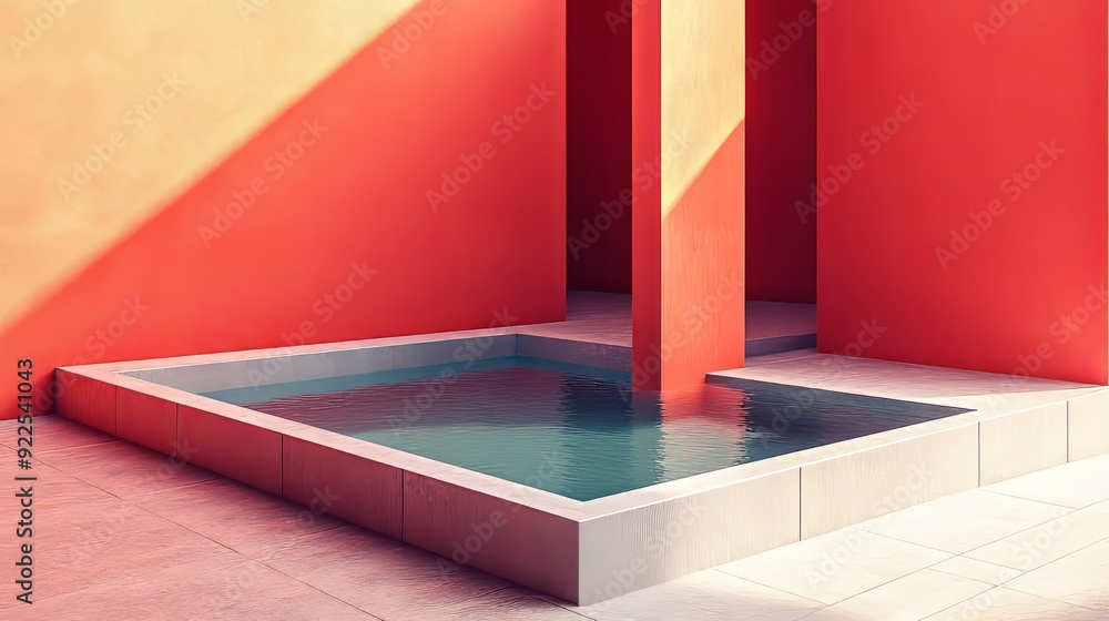 Modern Office Space. Isometric view of a square bottom from inside a building concept Modern Office Space. Isometric view of a square bottom from inside a building concept