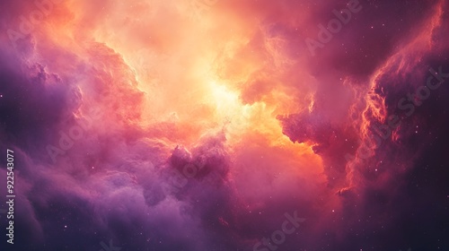 Mesmerizing Celestial Landscape with Vibrantly Swirling Cosmic Clouds and Glowing Stellar Formations