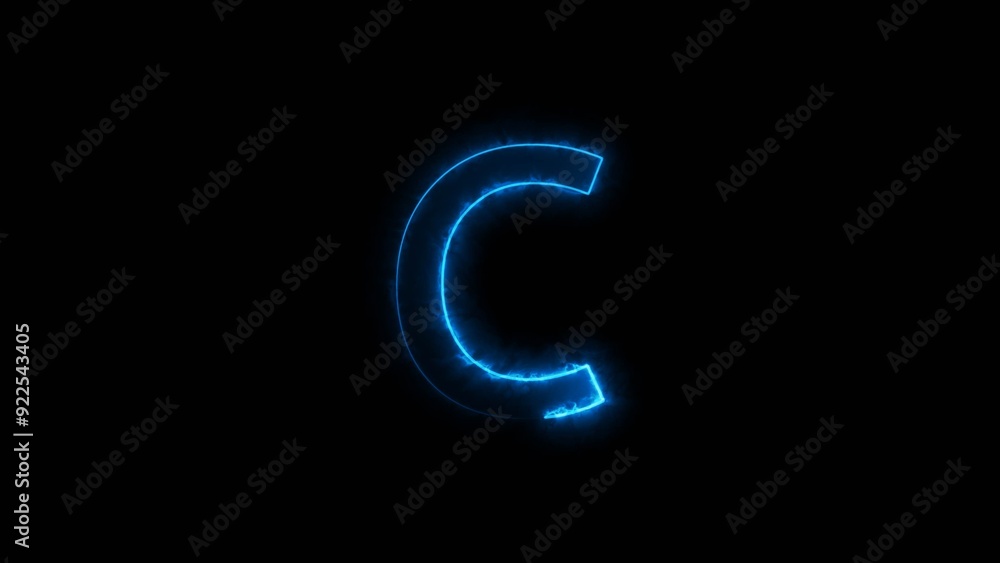 Naklejka premium Blue Neon Energy Font Letter Symbol Illustration Background.