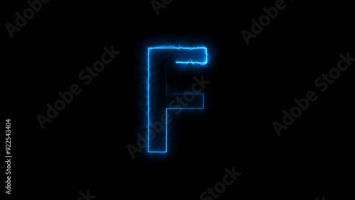 Blue Neon Energy Font Letter Symbol Illustration Background.