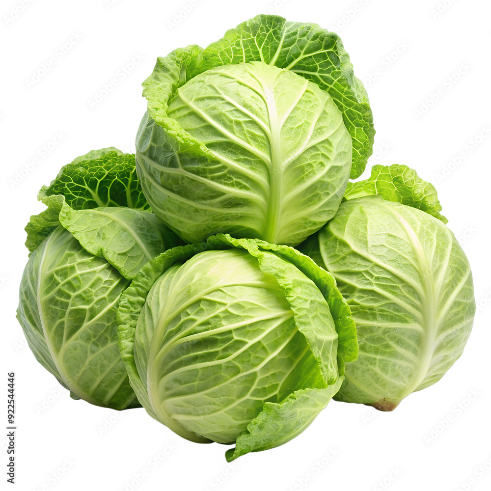 Green cabbages isolated on white background. Ai generated Green cabbages isolated on white background. Ai generated