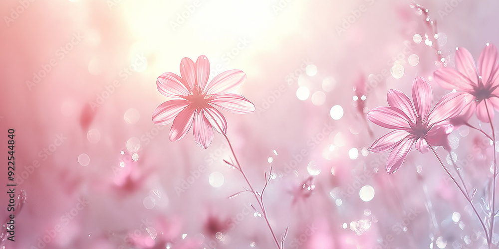 Soft focus image of delicate pink flowers in a dreamy, light-filled setting, creating a serene and peaceful mood. Copy space is available. Soft focus image of delicate pink flowers in a dreamy, light-filled setting, creating a serene and peaceful mood. Copy space is available.