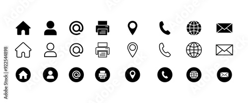Creative business related icon sets. Web icon set for online activities and digital communication. Isolated website symbols vectors for designers, developers and marketers.