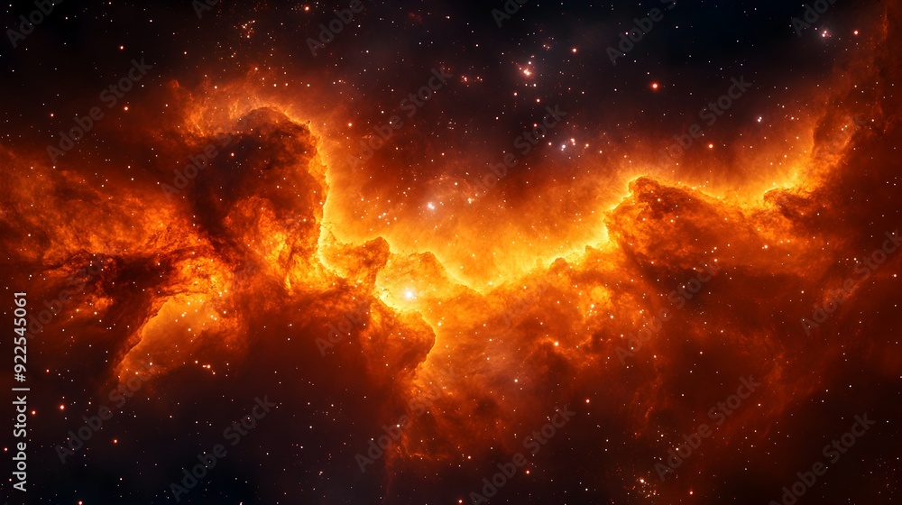Fiery Cosmic Nebula Ablaze with Celestial Luminescence Fiery Cosmic Nebula Ablaze with Celestial Luminescence