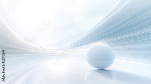 Fototapeta Naklejka Na Ścianę i Meble -  Abstract Sphere in a White Curving Tunnel, abstract, 3d rendering, digital art, minimalism