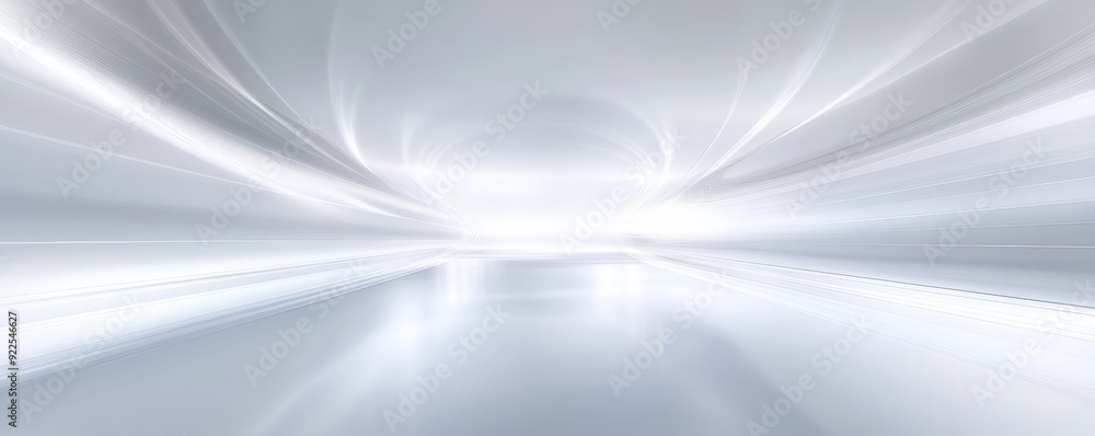 Obraz premium Abstract White Tunnel Perspective, 3D Rendering, Lines, Light, Perspective, abstract , background