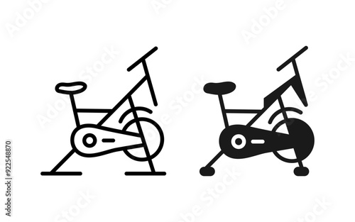 Spinning or Exercise bike icon vector illustration. Fitness icon