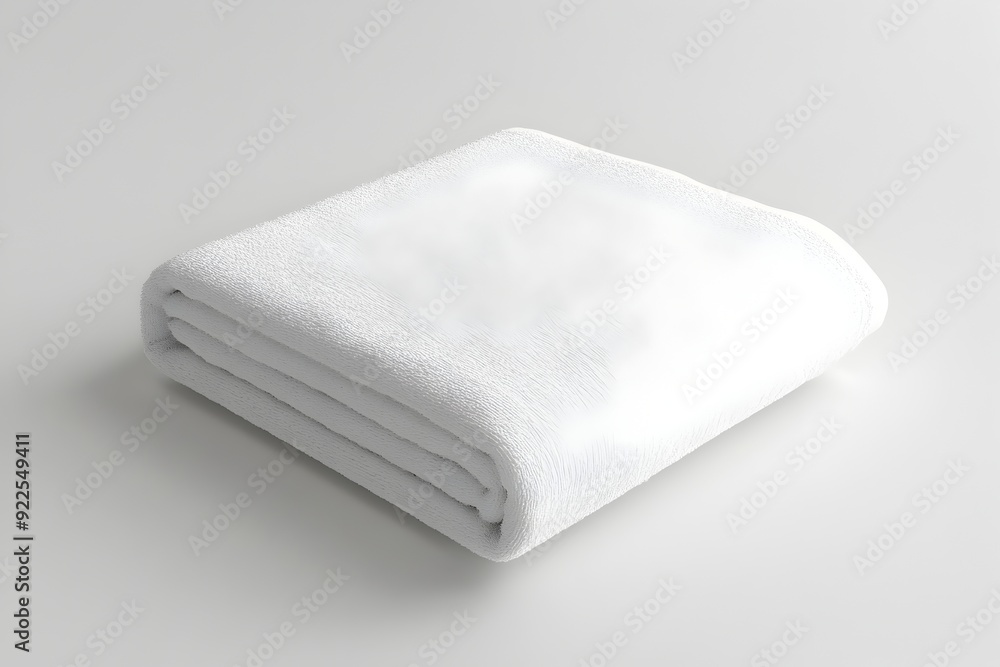 Soft and Fluffy White Towel on Plain Background for Product Showcase Soft and Fluffy White Towel on Plain Background for Product Showcase