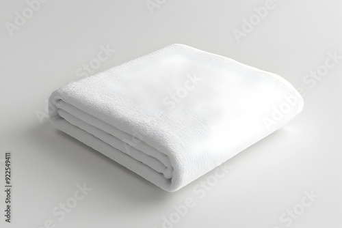 Soft and Fluffy White Towel on Plain Background for Product Showcase