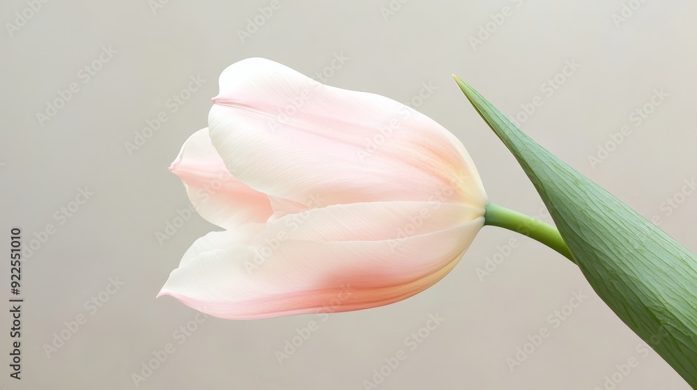 Obraz premium The Delicate Embrace of a Pink Tulip, flower, spring, bloom, petals