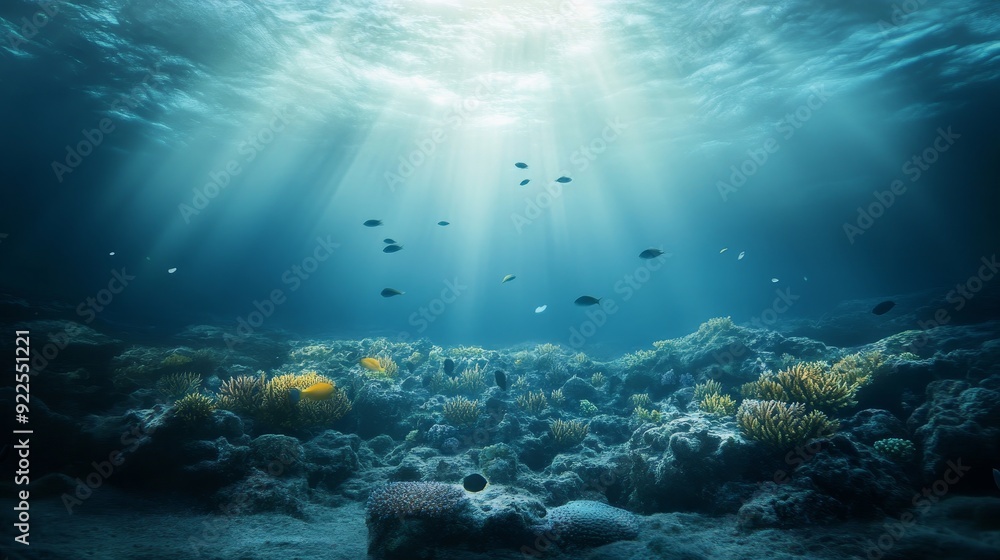 Underwater Sunbeams on Coral Reef, Underwater Photography , Coral Reef , Ocean Life , Fish Underwater Sunbeams on Coral Reef, Underwater Photography , Coral Reef , Ocean Life , Fish