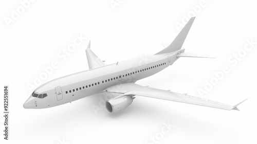 white commercial airplane isolated on white