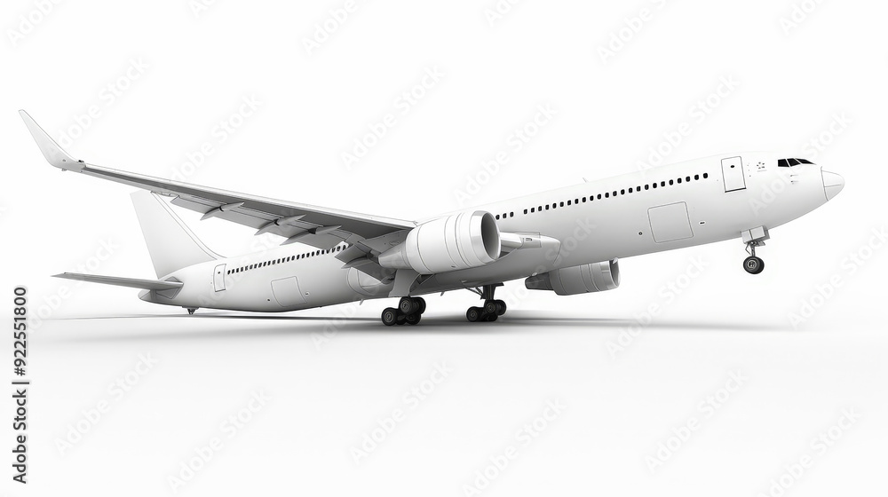 Fototapeta premium white commercial airplane isolated on white