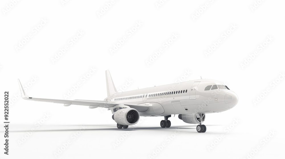 Fototapeta premium white commercial airplane isolated on white