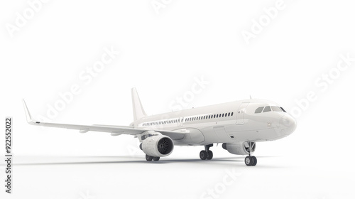 white commercial airplane isolated on white