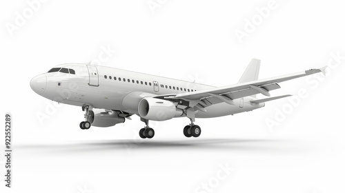 white commercial airplane isolated on white