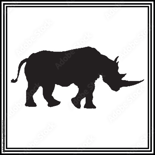 Rhinoceros silhouette vector , wildlife animal illustration.