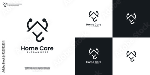 Minimalist Home Care logo. Medical House Logo Design Template.
