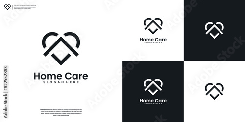 Minimalist Home Care logo. Medical House Logo Design Inspiration.