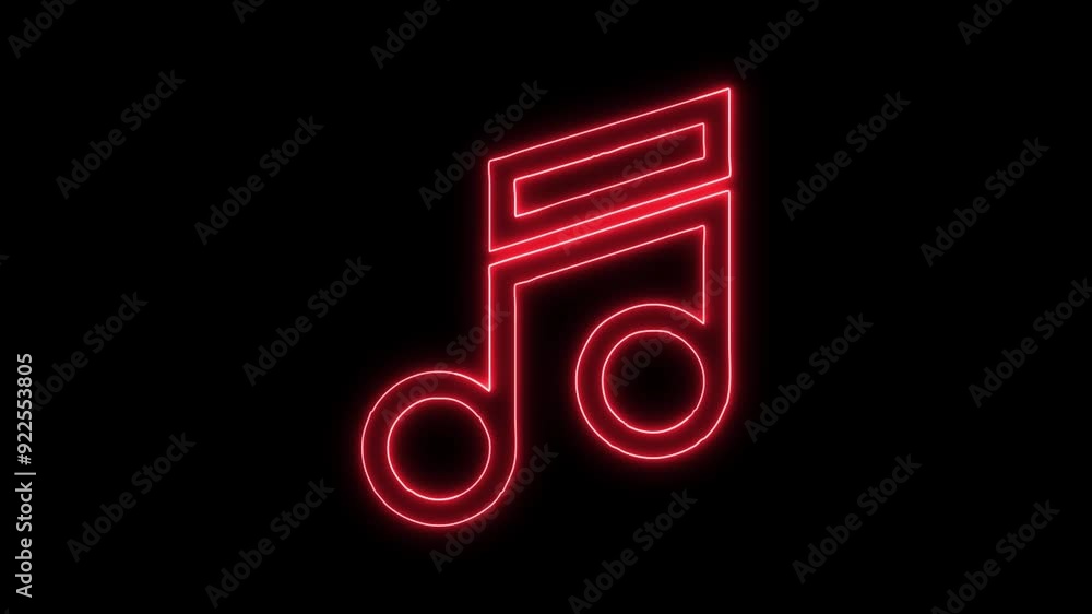 Music Note Quaver Icon - 4K Animated Design with Linear Symbol on Black Background Music Note Quaver Icon - 4K Animated Design with Linear Symbol on Black Background