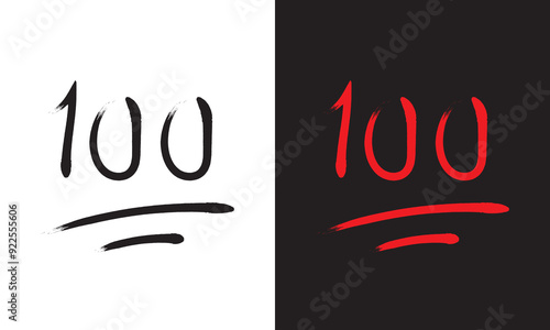 brush strokes black and red 100 hundreds emoji icon point text illustration symbol number vector.